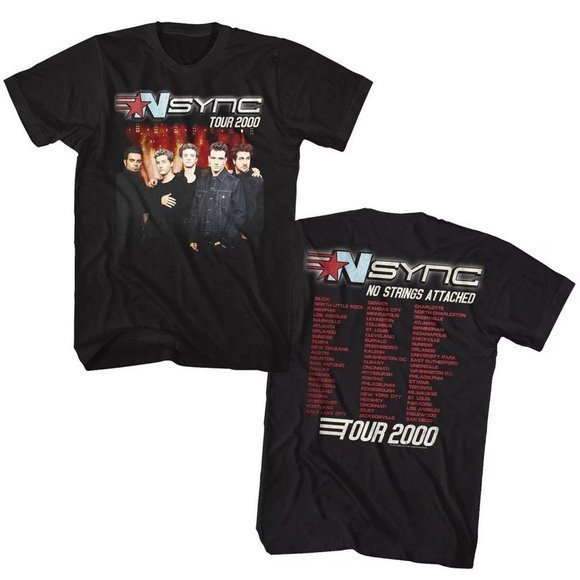NSYNC 2000 Tour Black Adult T-Shirt 2 Sided, Pop Band - Picture 1 of 3